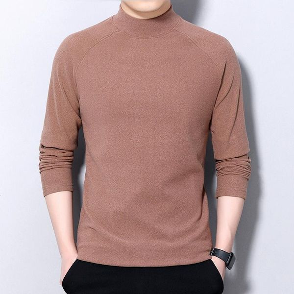 

2020 autumn mens turtleneck bottoming t shirts male slim fit long sleeve tees male double-sided fleece shirts m- 4xl1, White;black