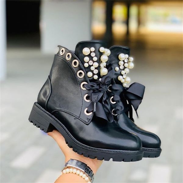 

gogd]winter women autumn winter women's zipper martin wedge motorcycle boots y200723, Black