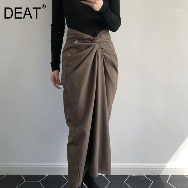 

deat 2020 autumn new fashion trend clothing elegant covered hips strap long length high waist hip skirt pleated wi161, Black