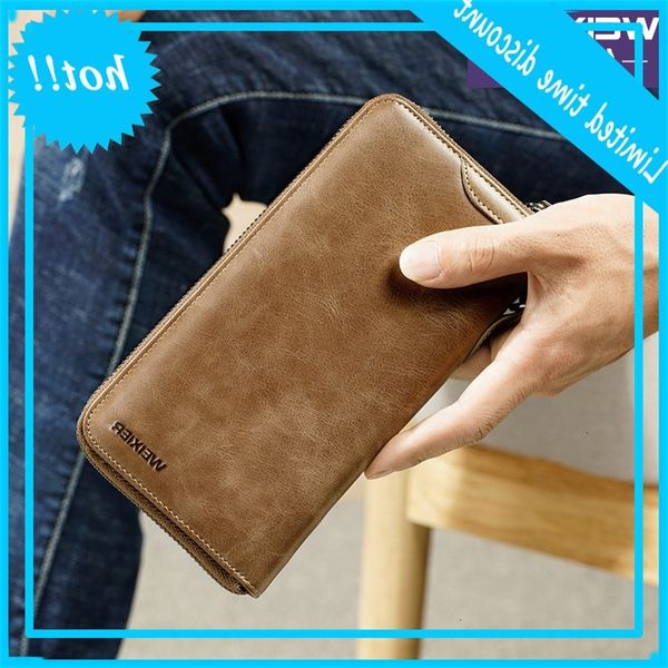 

new long two-layer leather wallet men's zipper multi card large capacity handbag