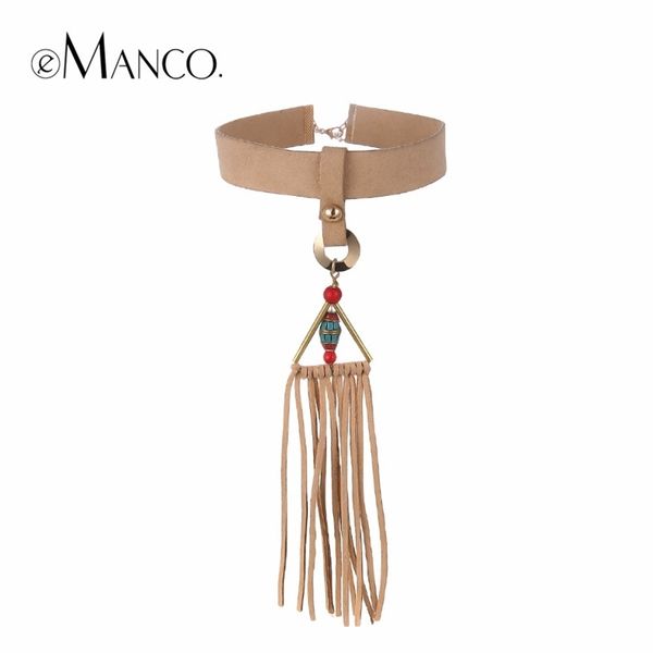 

emanco women beige chokers ethnic tassel triangle shape pendant necklaces trendy tattoo accessories brand fashion jewelry y200323, Silver