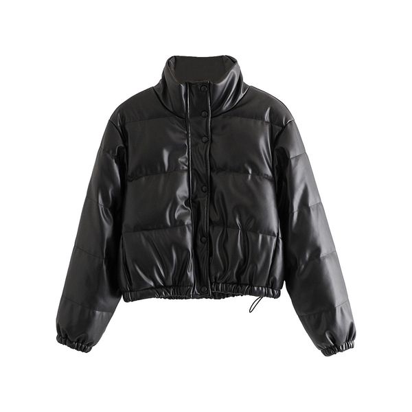 

2021 new black leather plutonium autumn thick kpop winter jacket vintage female cothing d168