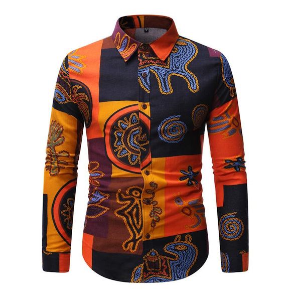 

casual slim fit printed shirt for men high collar long sleeve fashion shirts plus size men clothing, White;black