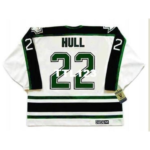 

121s #22 brett hull dallass stars 1990 ccm vintage hockey jersey or custom any name or number retro jersey, Black