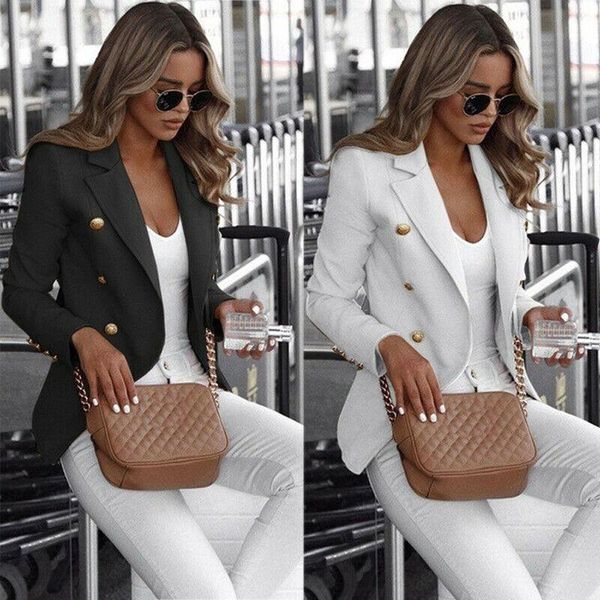 

new brand autumn women blazer casual button slim fit long sleeve suit coat outwears plus size s-4xl, White;black