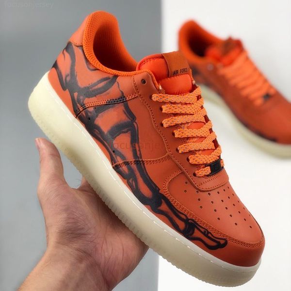 

new arrival halloween mens running shoes designer brilliant orange skeleton glow in the dark mens trainers women sports sneakers 36-45, Black