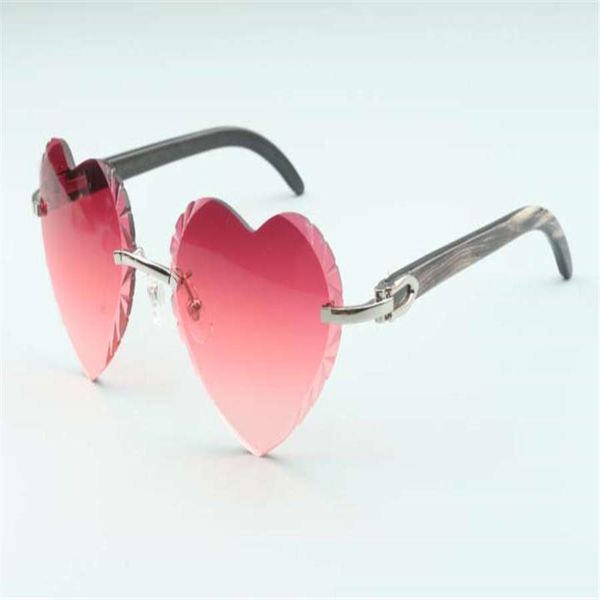 

sales size: 58-18-140 new mm cutting lens natural 8300687, shaped black textured buffalo horn temples direct sunglasses heart fwrko, White;black
