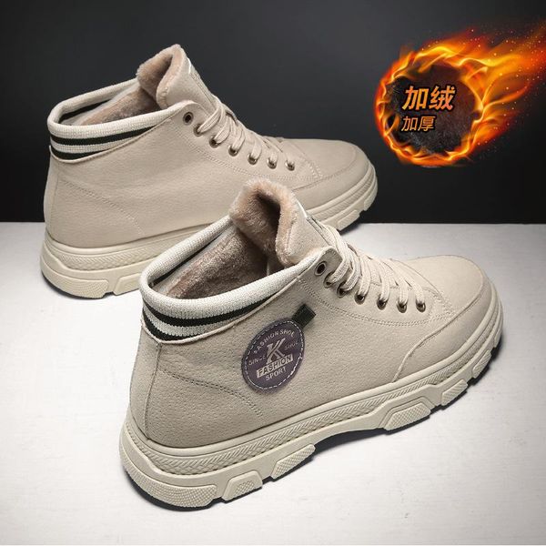 

martin boots winter hight-shoes trend trendy shoes england plus velvet warm cotton-padded wor lady -40, Black