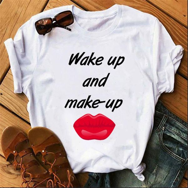 

red lips print tshirt women harajuku summer graphic printed shirts tumblr fashion short sleeves o neck tees clothes, White