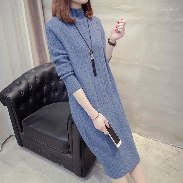 

women's sweaters winter 2021 korean pullover crochet sweater dress plus size spring women long sleeves turtleneck black knitted lady pu, White;black