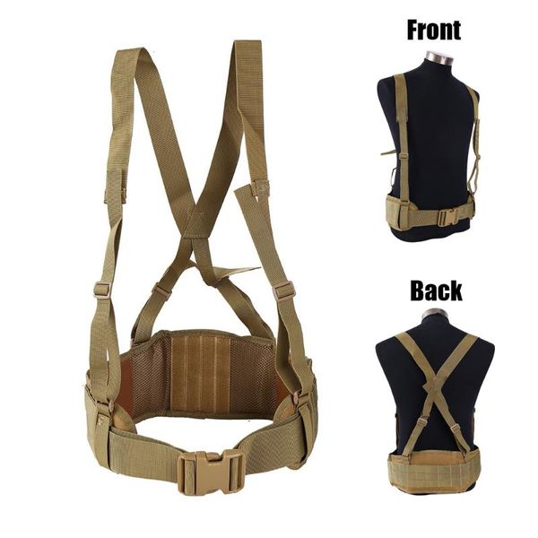 

waist support tactical molle padded belt suspender hunting girdle, Black;gray