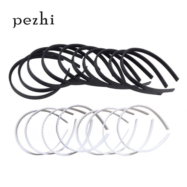 20pcs fai da te fascia ABS 10mm 15mm ragazza passo dente di plastica semilavorato HairHoop dentata testa di plastica fibbia bianco nero LJ201226