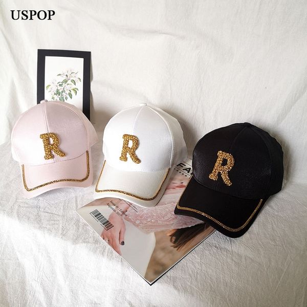 

uspop fashion women summer caps diamond baseball cap luxury letter r cotton visor cap y200714, Blue;gray