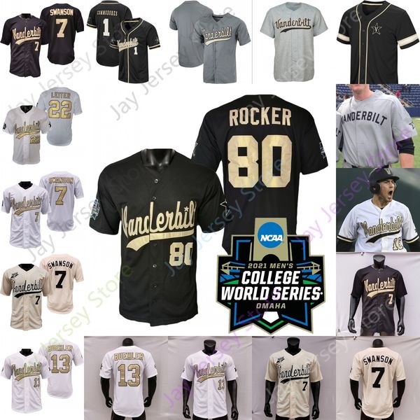 

2021 ncaa college baseball ws vanderbilt commodores jersey bradfield jr. tate kolwyck spencer jones holton reilly jj bleday martin rocker hi, Blue;black