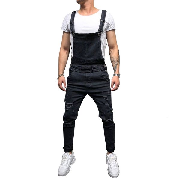 

fashion men's ripped jeans jumpsuits hi street distressed denim bib overalls for man suspender size s-xxxl, Blue