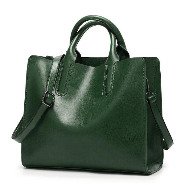 

shoulder bags fashion leather women handbags bag oil wax female messenger crossbody tote green bolsos 2021