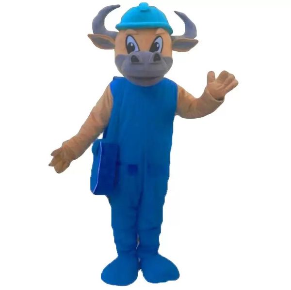 Yüksek Kaliteli Mavi Bull Maskot Kostüm Cadılar Bayramı Noel Fantezi Parti Elbise Karikatür Karakter Suit Karnaval Unisex Reklam Sahipleri Yetişkinler Kıyafet