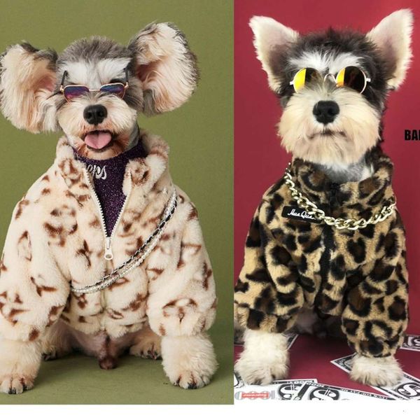 

dog spring and autumn wear leopard print coat thickened teddy chenery bomeiji doll fashion brand clothing