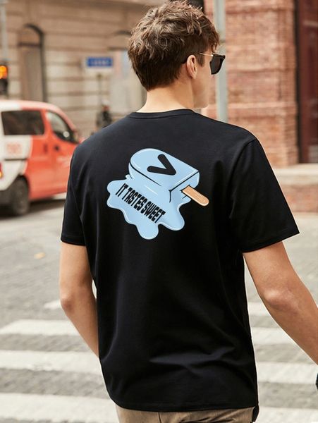 

men slogan graphic crew neck tee e7ef#, White;black