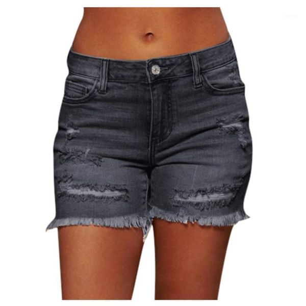 

2020 summer denim shorts women jean shorts female ripped hole jeans with pockets casual1, Blue