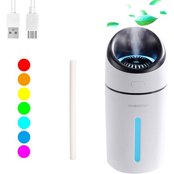 

mini usb aromatherapy oil humidifier,320ml mini portable humidifiers desk personal air diffuser with 7 colors led night light for office car