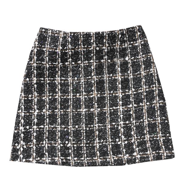 

black tweed skirt autumn winter women korean elegant plaid jupe femme cute bottoms for ladies a line short mini skirts y200326