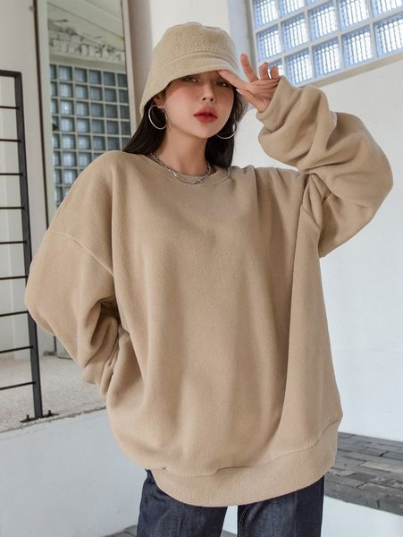 

dazy round neck drop shoulder sweatshirt h8tf#, White;black