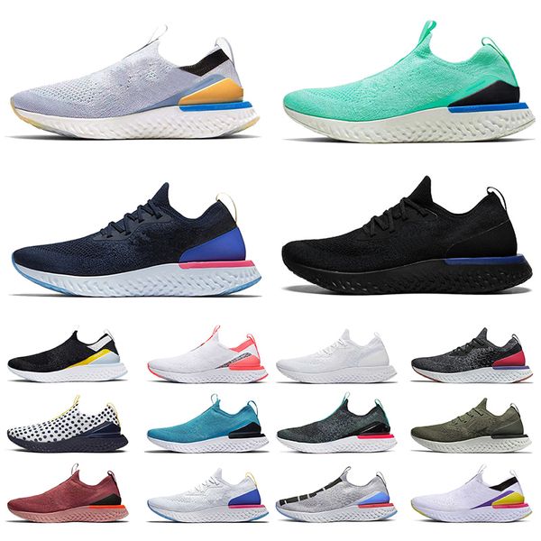 

mens epic react shoes volt glow fusion racer trainer blue triple white black belgium sprite grey men women sports sneakers 36-45