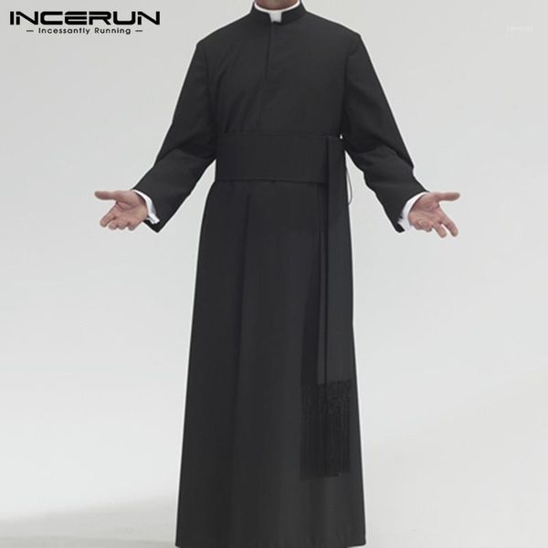 

fashion men jubba thobe long sleeve solid stand collar muslim clothes islamic kaftan abaya dubai saudi arabia mens robes incerun1, Red