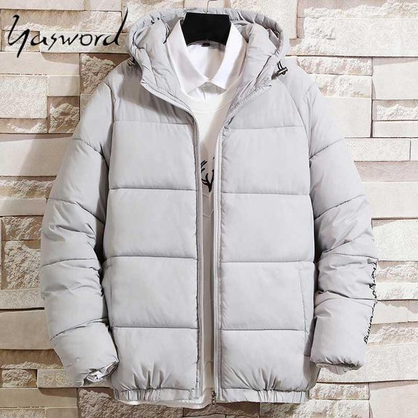 

yasword men parka solid color 5 color thick coat winter jackets warm winter casual coats windproof hooded cotton padded overcoat1, Black