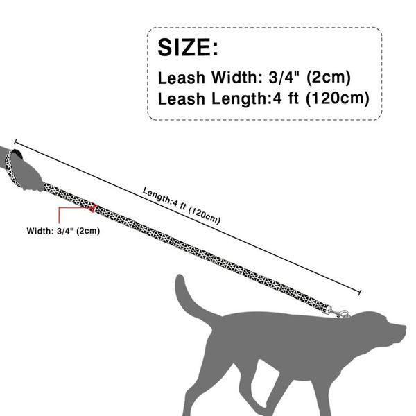 

6 colors dog leash lead nylon printed pet puppy walking leash mesh padded running training leashes rope for small med sqcsnc