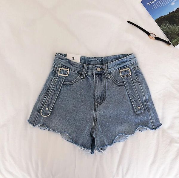 

women's summer 2021 irregular waist thin denigration jeans fashionable pure ladies denim shorts p599 hcu8, White;black