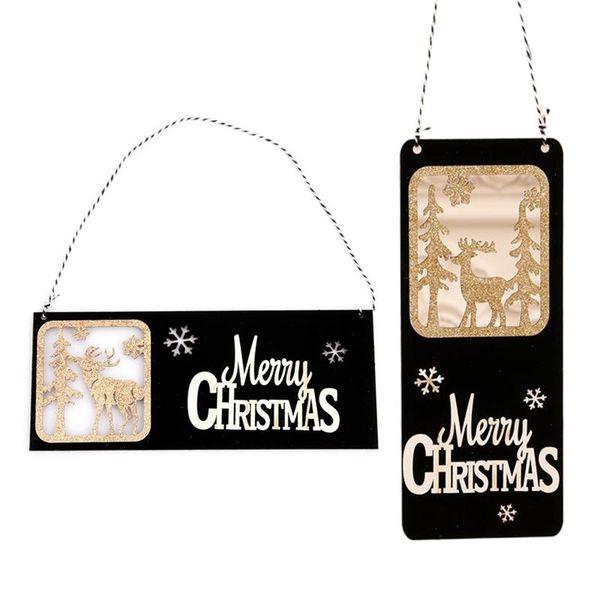 

''merry christmas'' hollow black gold card christmas tree door hanging ornament 27rf