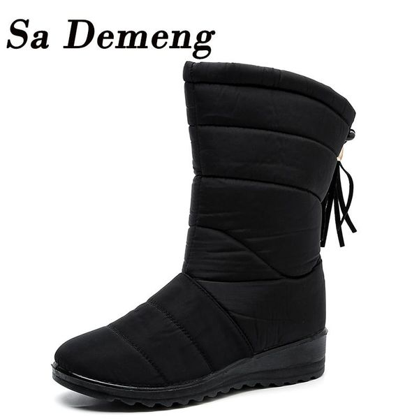 

sa demeng waterproof winter boots female down boots women causal shoes ladies snow bootie rubber plush insole botines mujer, Black