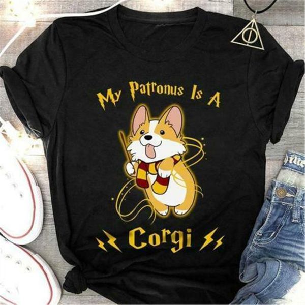 

my patronus is a corgi tshirt black cotton men made in usa style round tee shirt sport hooded sweatshirt hoodie