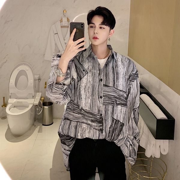 

2021 new spring ecology designer original alternative loose texture of long-glove male shirt oversize japanese shirt. j4zg, Black