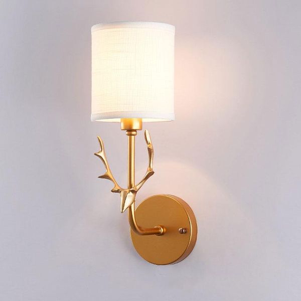 

new nordic wall lamp modern simple balcony corridor living room bedroom bedside wall light iron e27 cloth fabric lighting lamps