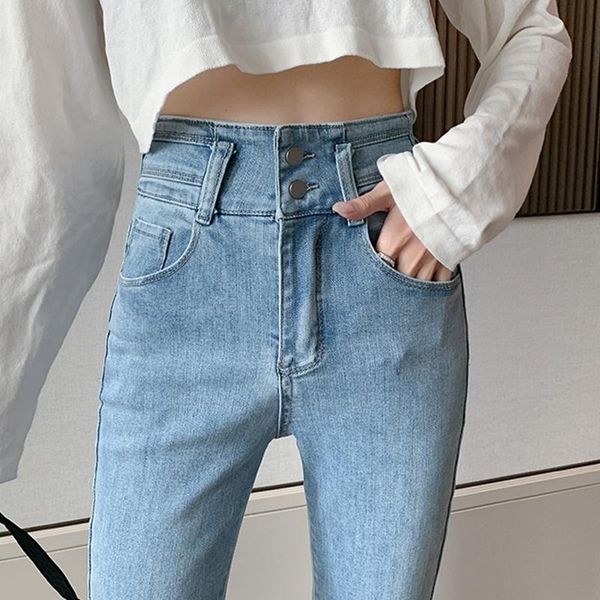 

2021 spring autumn new fashion blue flare denim pants women high waist vintage street style wide leg jeans trousers