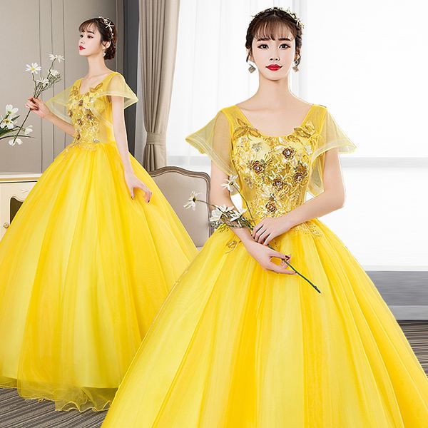 

Robe de soiree New Illusion Lace V-Neck Beading Luxury Long ball gown Evening Dress Famous Appliques Flowers Party Formal Dress, Picture color