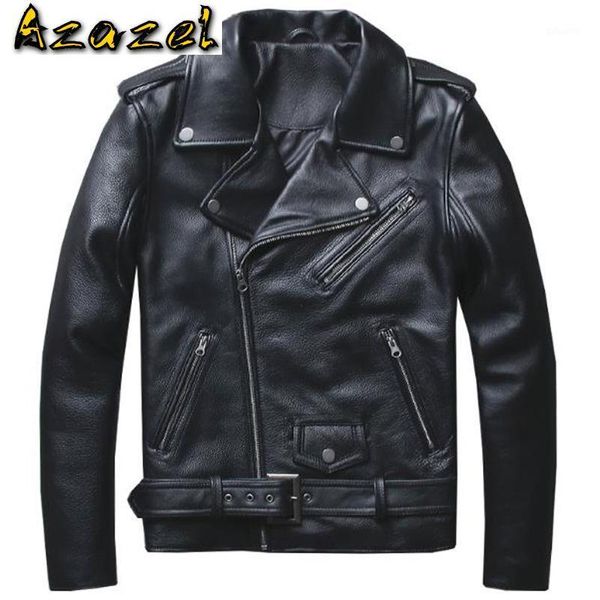 

vintage mans cow sheepskin leather jackets cowskin jacket for male motocycle genuine leather jacket men brand clothing 5xl a5831, Black