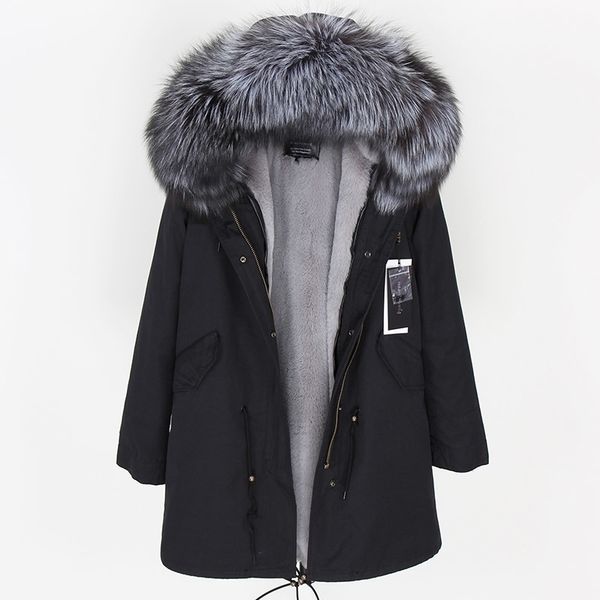 

100% real raccoon fur collar women jacket camouflage black parkas & cotton faux fur lining coat jacket 201019