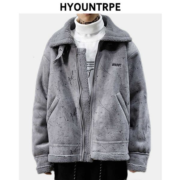 

mens jacket coat casual full zipper faux leather suede warm lamb wool motorcycle outerwear new plus size bomber jacket and coats, Black;brown