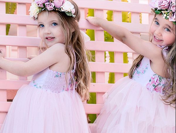 

2021 new easter flower girl dresses smocking pink floral cake dress princess dresses for party wedding kids clothes e1961, Red;yellow