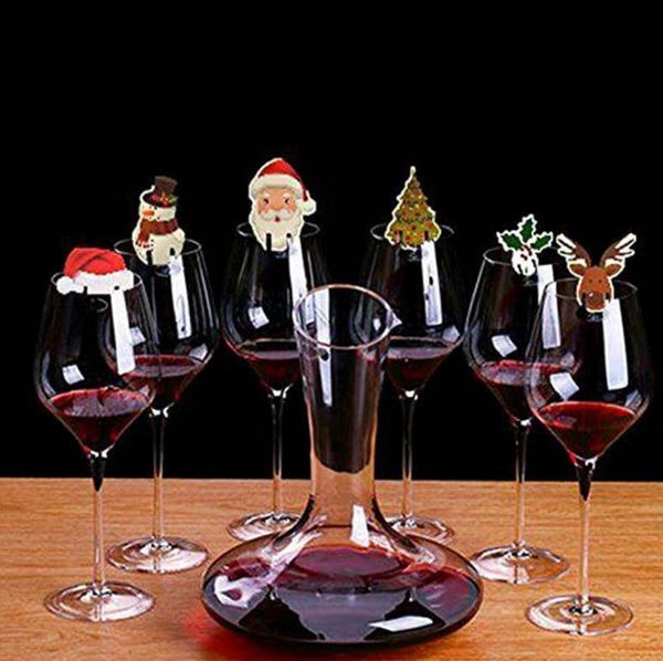 Natal vinho tinto vidro cartões Xmas ano novo festa jantar ornamentos 10 pcs garrafa de vinho enforcamentos cagues adereços cálice xícaras lindas bandeiras sn4847