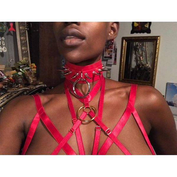 

kmvexo big o-round punk rock gothic chokers women men leather spike rivet stud collar choker necklace statement qylvpu, White