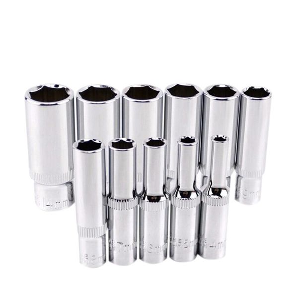 

hand tools 11 pcs 1/4 inch socket wrench head sleeve double endhand drive deep set crv 6 point long