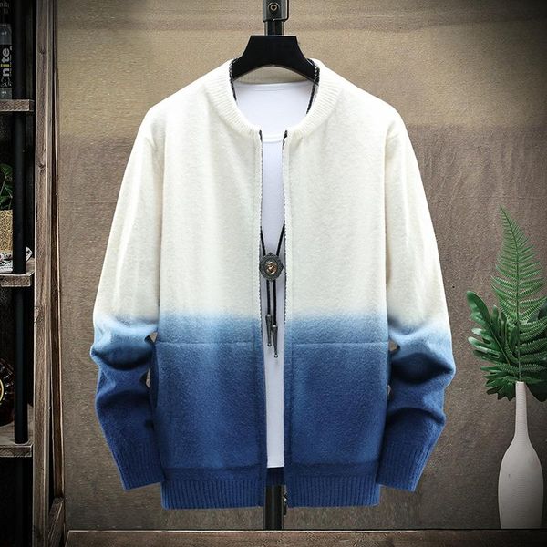 

2020 new fall winter wool sweater men thick warm cashmere zipper cardigan men fashion mens sweatercoat knitwear male clothes, White;black
