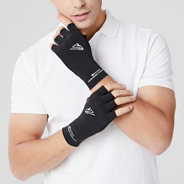 

outdoor cycling half finger gel anti-slip sports racing bike sunscreen breathable fishing gloves, Blue;gray