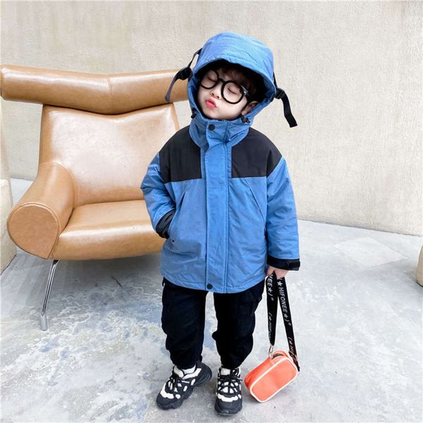 

long zipper sve winter shirt boys' blue personali hooded et children's windbreaker with cotton btgu, Black