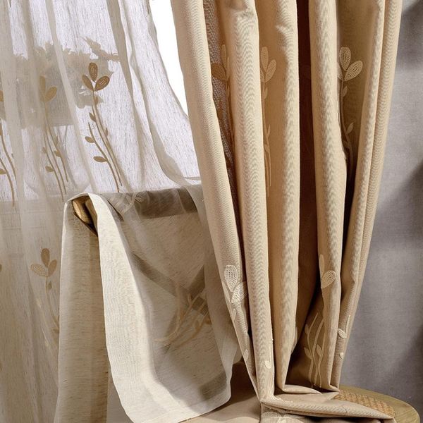 

shaking flowers-modern simple cotton and dyed embroidered curtains for living room